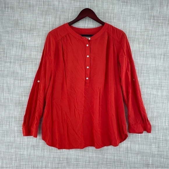 LOFT Womens Size MM long sleeve pullover roll tab sleeve blouse 2301 - Picture 1 of 7